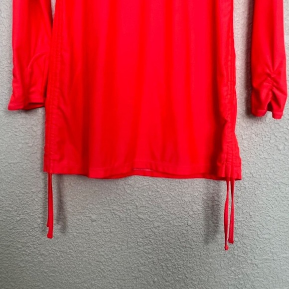 Athleta Neon Athletic Tunic Womens Small Orange Thumbholes Ruched Side - Picture 9 of 12